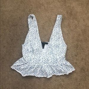 Floral frilled crop top